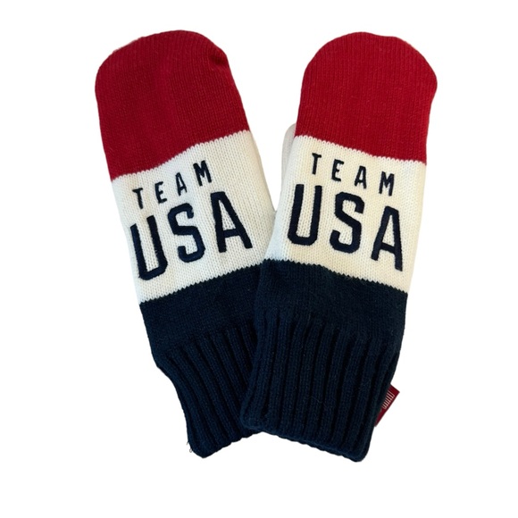 Team Apparel Accessories - Unisex Team USA Olympics Mitten Set Red White Blue Adult OS